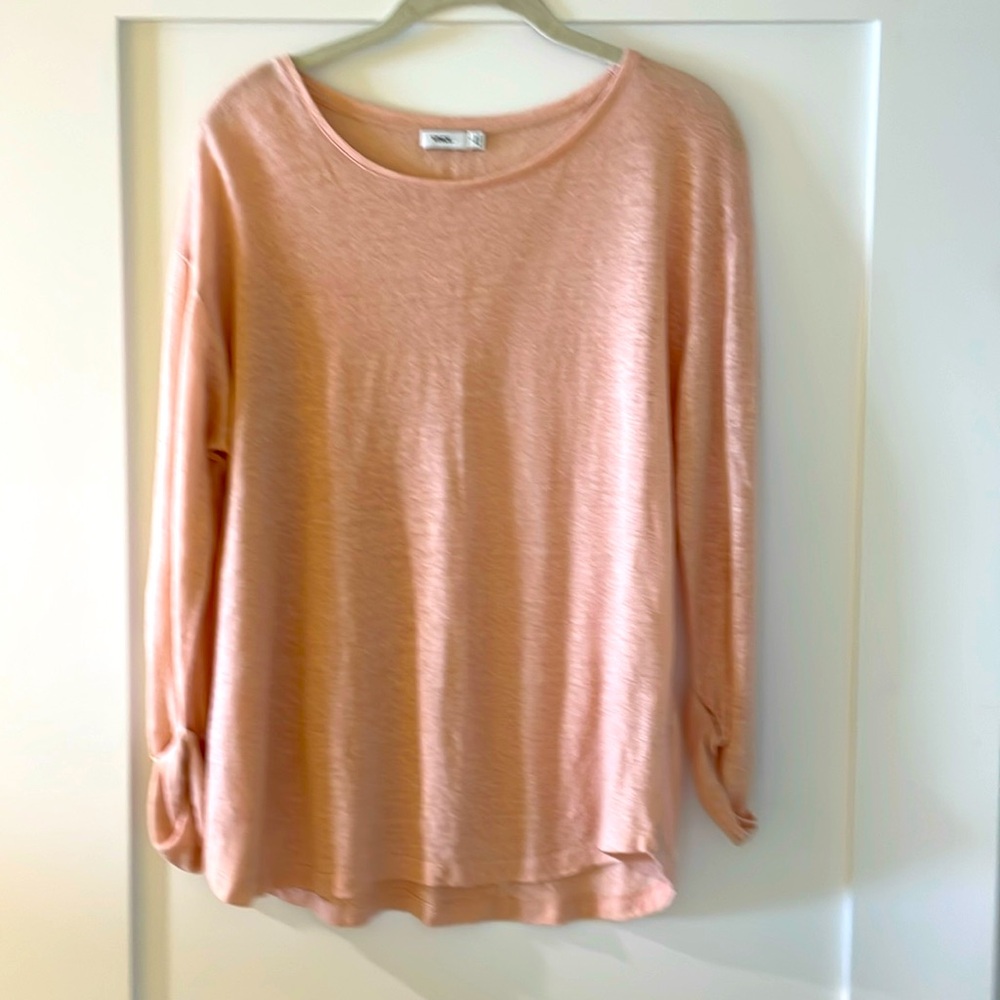 Vince Soft Linen Rolled Sleeved Tee